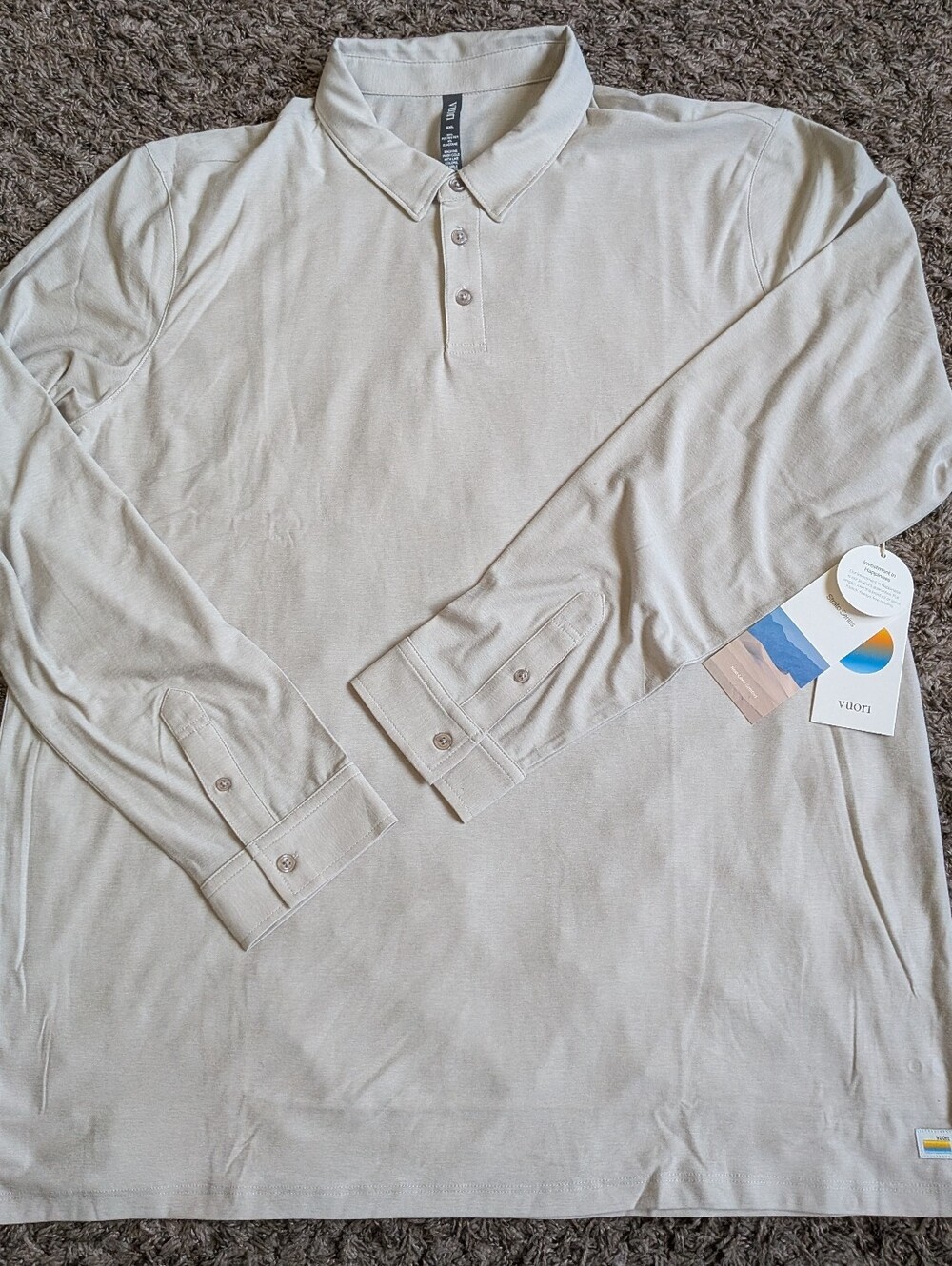 NWT Vuori Salt Heather Long Sleeve Strato Tech Athletic Polo Men's XXL